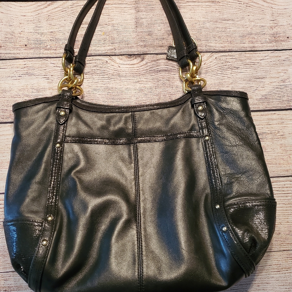 Large Alexandra Python Chain Leather Shoulder Ba - image 2